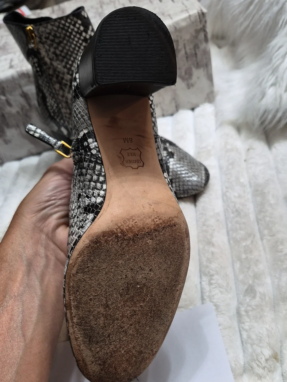 Tory Burch Brooke Snake Print Leather Booties Women's Sz 8 M $450